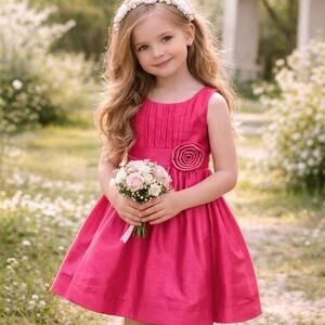 Lilly Wicket Rosette Party Girls Dress Sz 4 Spring Flower Girl Satin Tie Tulle